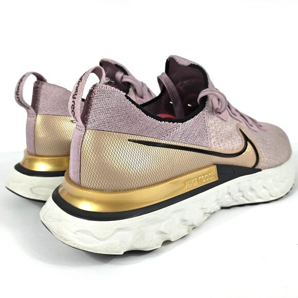 Nike React Infinity Run Flyknit Womens 10 Shoe Plum Fog Metallic Gold CD4372-500 - Picture 7 of 16